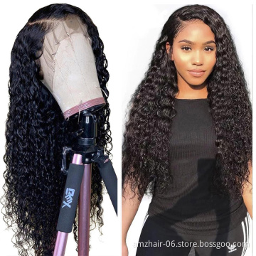 Water Wave Raw Indian Virgin Human Hair Hd Full Lace Front Wig For Black Women Cheap Glueless Transparent Swiss Lace Frontal Wig